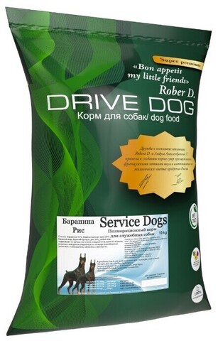DRIVE DOG Service Dogs полнорационный корм для служебных собак баранина с рисом