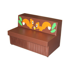 Диван прямая секция на опоре с аппликацией "Белочки" коричневый