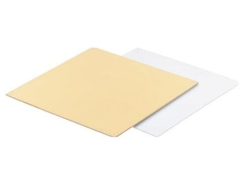 Подложка для торта 28*28 см (3,2мм) золото/белый квадрат