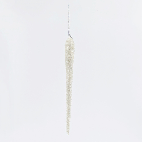 Елочная игрушка Сосулька перламутровая 22см ChristmasDeLuxe с глиттером и стеклярусом