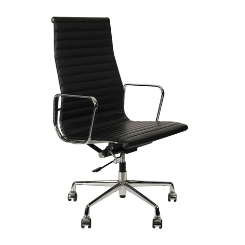 Кресло Eames Style HB Ribbed Office Chair EA 119 черная кожа