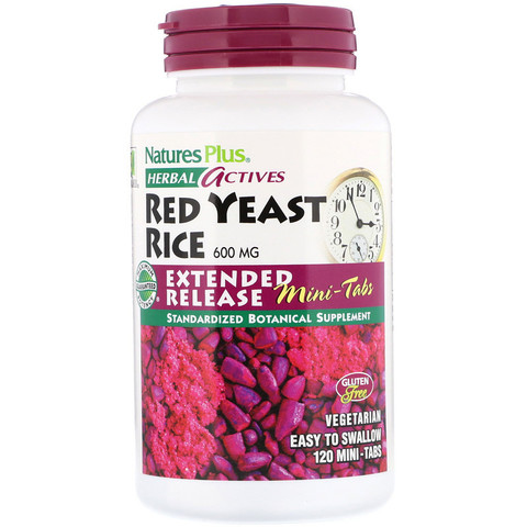 Nature's Plus, Herbal Actives, красный дрожжевой рис, 600 мг, 120 мини-таблеток