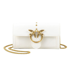 Сумка Pinko Simply 22 Spring and Summer Cowhide Classic Bird Swallow Bag Chain Wallet Messenger Shoulder Bag White, 1P22JM-Y7SP-Z14Q