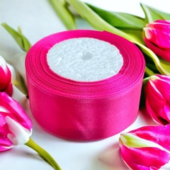 Лента атласная 5 см 25 ярдов (ярко-розовый) №89