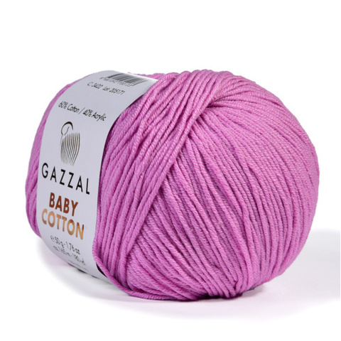 Пряжа Gazzal Baby Cotton 3422 розовый