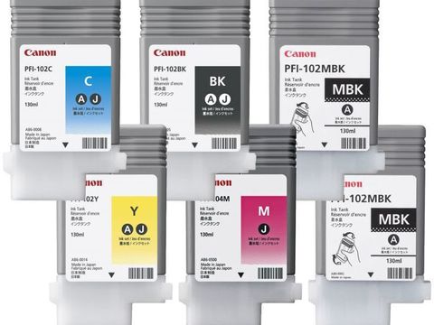 Комплект картриджей Canon PFI-102 (PFI-102: MBKx2,BK,C,Y,M) 6шт х 130мл