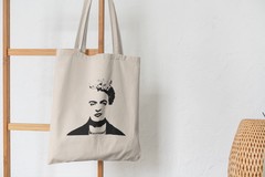 Сумка-шоппер с принтом Фрида Кало (Frida Kahlo) бежевая 001
