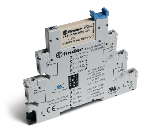 Интерфейсный модуль (сборка 34.51.7.024.0010 + 93.21.0.024), электромеханическое реле с таймером (мультифункциональные: AI,DI,GI,SW); 1CO 6A; контакты AgNi; питание 24В АС/DC; категория защиты IP20; винтовые клеммы
