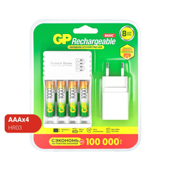 Зарядное устройство GP 100AAAHC/CPBA-2CR4, 4 слота + 4 акк.   1000mAh