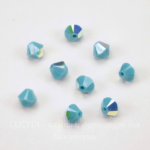 5328 Бусина - биконус Сваровски Turquoise AB 4 мм, 10 штук