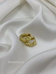 Серьги кольца золотистые мятые