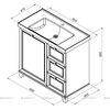 Aquanet 241672 Тумба Амели 90 1 фасад 3 ящика (241672)
