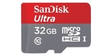 MicroSDHC 32GB SanDisk Ultra UHS-I U1 (SD адаптер) вид спереди