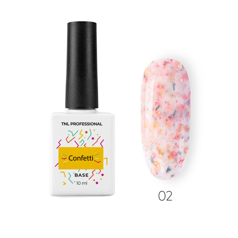 TNL, База молочная Сonfetti №2 с цветной поталью 10 мл
