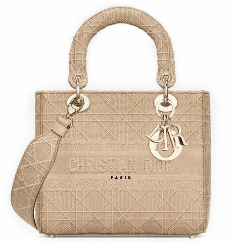 Сумка Dior Lady D-lite, модель среднего формата бежевый