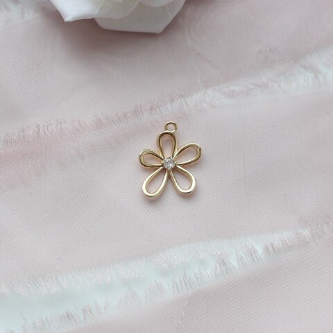 Подвеска Цветок с фианитом 17*14 мм, позолота, П239