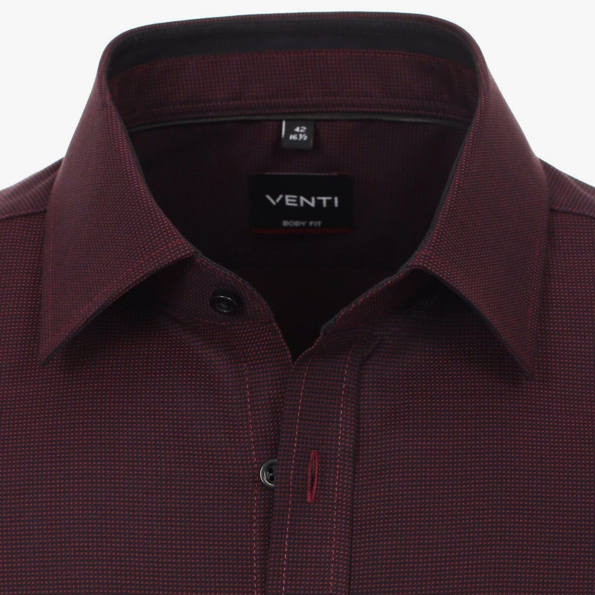 Рубашка Venti Body Fit 103413700-401 из фактурной ткани бордовая