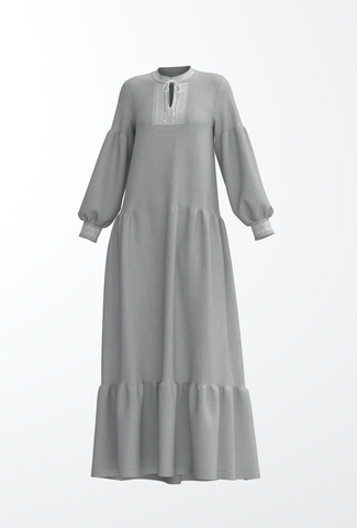 Руслана. Платье в пол светло-серое в этностиле PL-421168-03