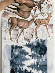 Новогодний лес. Уценка. ( Брак цвета, не попали в цветовую палитру)