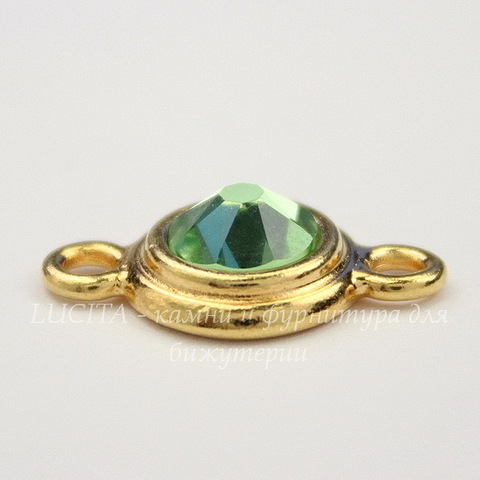 Коннектор TierraCast со стразом "Peridot" (1-1) 19х12 мм (цвет-золото)