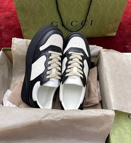 Кроссовки Gucci GG Embossed Sneaker Black White, черный