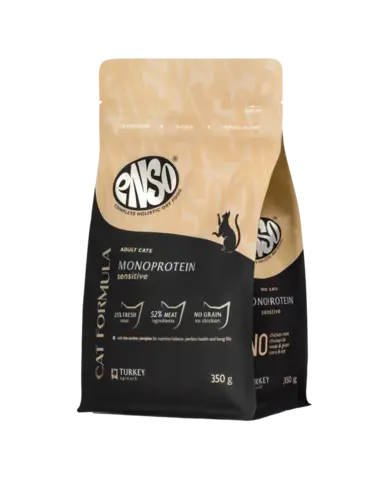 ENSO CF Monoprotein сухой корм для взрослых кошек с чувств. пищеварением индейка/шпинат 350 гр