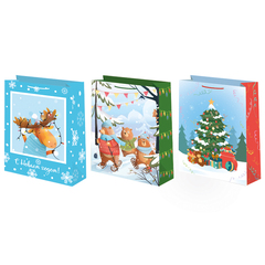 Пакет подарочный M вертикальный, Новый Год, МИКС, 26*32*13 см (Д*В*Ш), 1 шт.