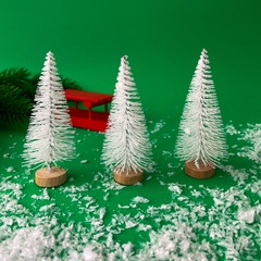 Елочки мини искусственные декоративные на подставке, Белые, 8,5 см, набор 3 шт.