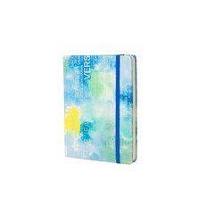 
          Записная книжка, А7, Alingar, 7БЦ, ПВХ (печать на мокром шелке), на резинке, клетка, 96 л., "Трендовые надписи", синий