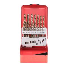 Набор сверл по металлу 1-10мм 19шт DIN338 HSSE-Co5 130° (мет. кейс) Ruko 215214(K)