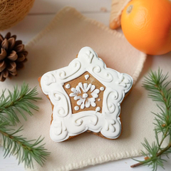 Новогодняя Снежинка белая пряник