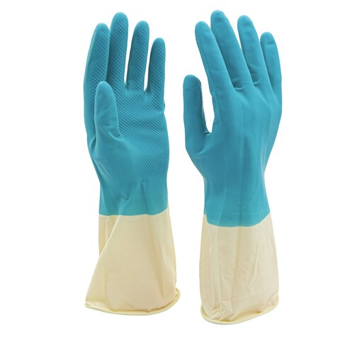 24-0-006 Перчатки латексные хозяйственные двухцветные, размер 