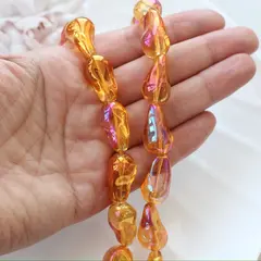 Бусины стеклянные, янтарный с переливами, фриформ 22*13 мм, 1 бусина, МК043