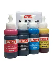Чернила MyInk для Epson Ecotank L100, L110, L120, L122, L132, L200, L210, L222, L312, L300, L310, L350, L355, L366, L362, L382, L386, L364, L456, L486, , L550, L566, L555, L1300, L3050, L3060, L3070 (T6731-T6734), водные, комплект 4 цвета по 70 мл
