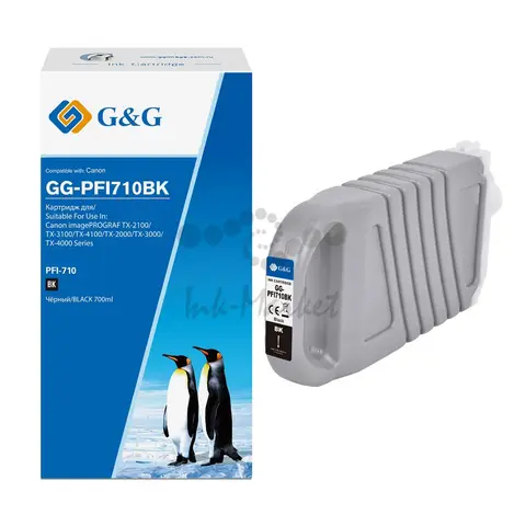 Совместимый струйный картридж G&G GG-PFI710BK (Canon 2354C001 / PFI-710BK), 700 мл, черный