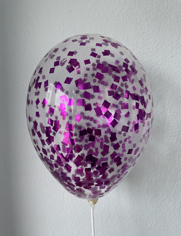 Шар с конфетти, фуксия квадрат 1см 12"