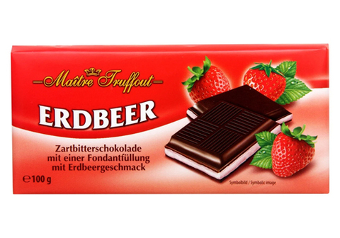 Темный шоколад с начинкой из клубники Maître Truffout, 100г