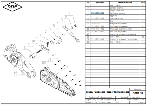 Резинка шнура сетевого DDE CSE160 (792-773-004)