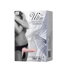 Женский страпон на эластичных ремешках с вибрацией и вагинальной пробкой - 18 см. - 
