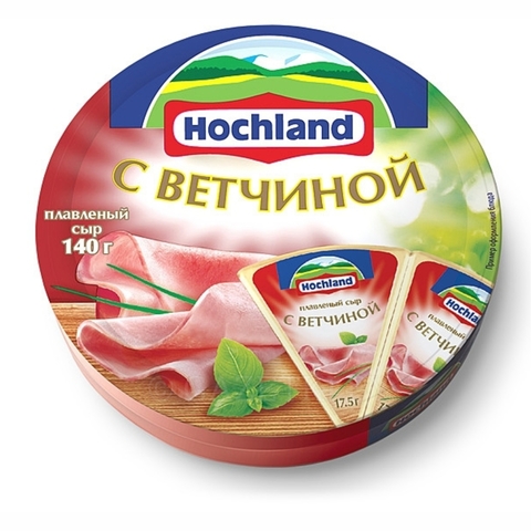 Сыр плавл HOCHLAND Ветчина 140 гр шайба РОССИЯ