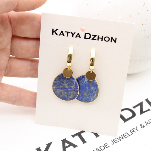 Серьги Katya Dzhon со срезом кианита gold