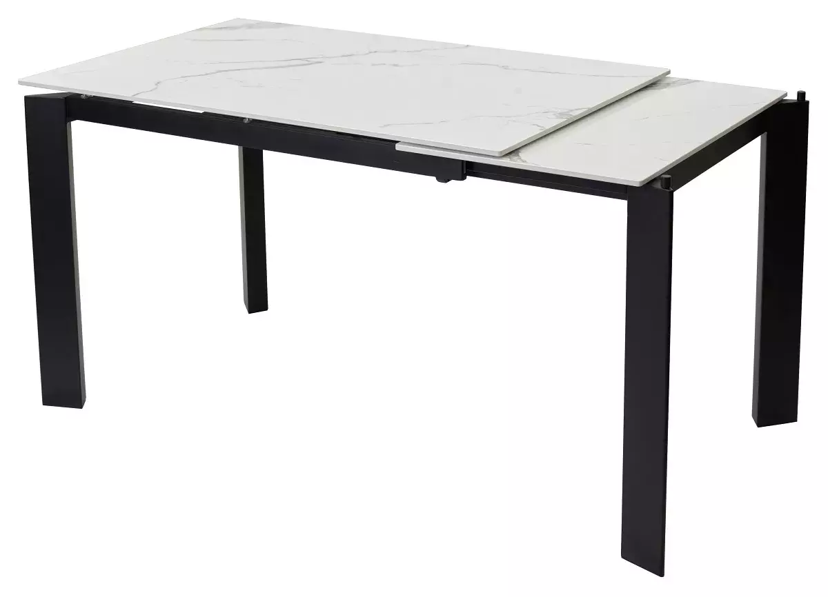 Стол CORNER 120 GLOSS STATUARIO WHITE SOLID CERAMIC / BLACK, DISAUR