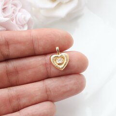 Подвеска Сердце с фианитом 16*13 мм, позолота, П145