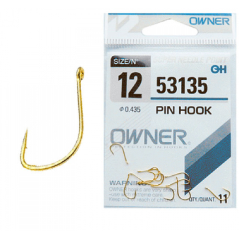 53135 № 12 Крючки OWNER Pin Hook-Gold/ продажа от 5 уп.