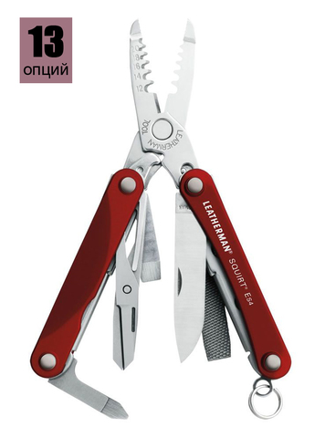 Мультитул Leatherman Squirt ES4, 9 функций, красный