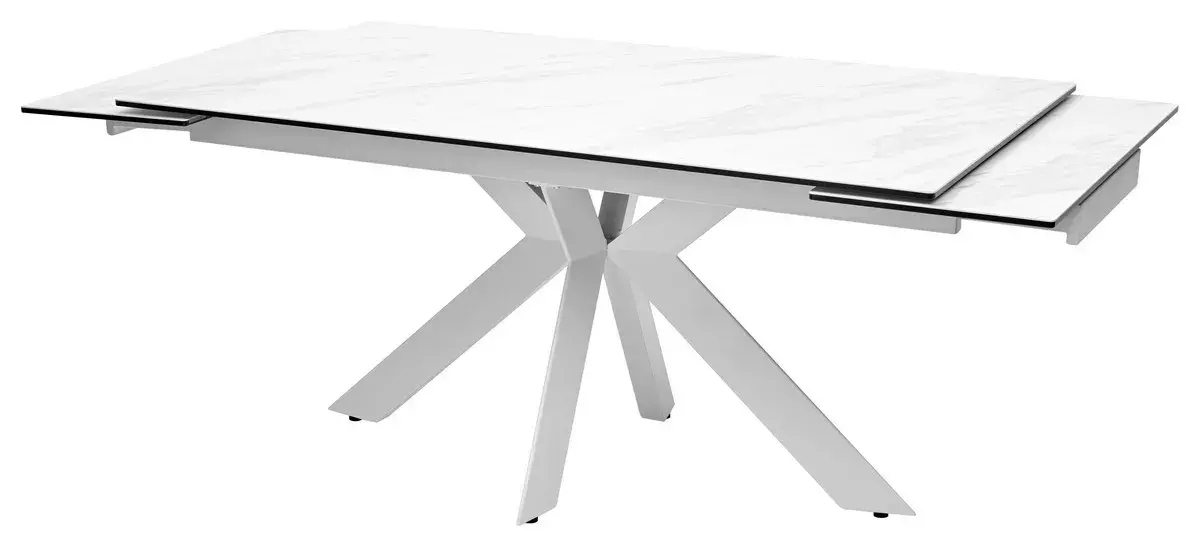 Стол BELLUNO 160 MARBLES KL-99 Белый мрамор матовый, итальянская керамика/ белый каркас, DISAUR