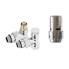 Набор термостатический угловой ROYAL THERMO Design 1/2" Click Хром с термоголовкой Design Хром