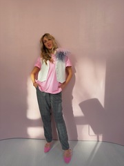 Брюки в клетку серые