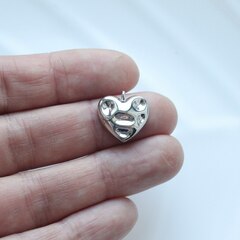 Подвеска Сердце, мятый металл, 15 мм, родий. П175