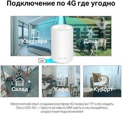 TP-Link Deco X50-4G - Маршрутизатор 4G+ AX3000 Whole Home Mesh Wi-Fi 6 Router, Build-In 300Mbps 4G+ LTE Advanced Modem